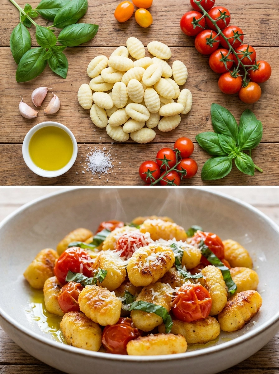 Crispy Gnocchi with Burst Tomatoes